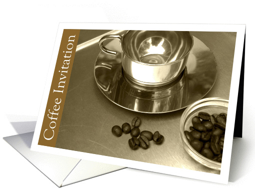 Coffee Invitation - design coffee cup and coffee beans on... (844739)