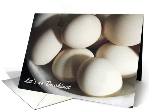 Let's do Breakfast Invitation, close up of eggs photography card