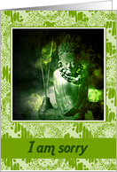 I am sorry, green buddha in contemplation photo collage card