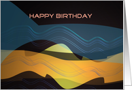 Happy Birthday, abstract landscape digital art card