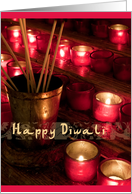 Happy Diwali - Hindu Festival of Lights, golden red burning candles red photography card