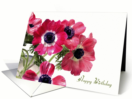 Happy Birthday, red flowers photography card (850779)