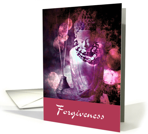 Forgiveness, Red buddha in contemplation photography card (856781)