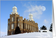 Logan LDS Temple in Snow card