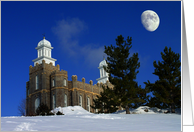 Logan LDS Temple in Winter card