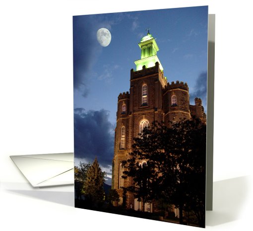 Logan LDS Temple - Vertical Night View card (510385)