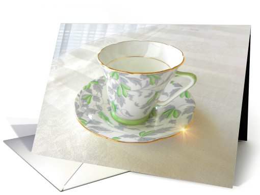 Antique Green Patterned Teacup card (614523)