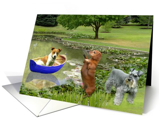 Little Boat and Three Dogs card (703863)