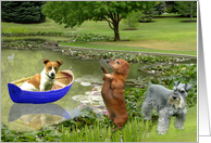 Little Boat and Three Dogs card