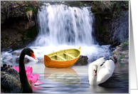 Little Boat and Two Swans card