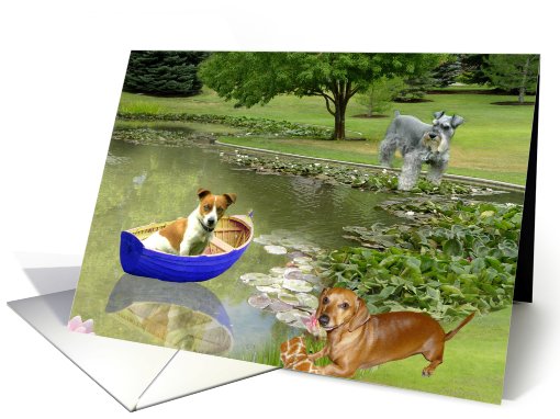 Little Boat and Cute Dogs card (703881)