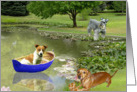 Little Boat and Cute Dogs card