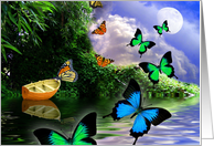 Little Boat and Colorful Butterflies card
