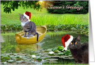 Season’s Greetings Cats and Little Boat card