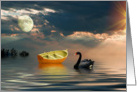Black Swan and Little Boat card