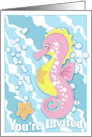 Seahorse and Starfish Invite Card with Pink Seahorse card