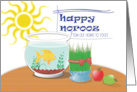 Goldfish, wheatgrass & apples Happy Norooz from our home to yours card
