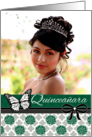 Quinceanara Invitation, Emerald and Cool Gray- Photo Card