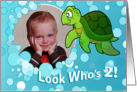 Custom Photo Invitation to 2nd Birthday with Turtle card