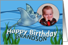 Cute Stingray Custom Photo Happy Birthday Grandson card
