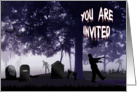 Zombie Halloween Party Invitation- Creepy Graveyard card