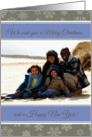 Gray Blue Snowflakes Merry Christmas and Happy New Year Custom Photo card