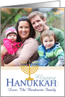 Happy Hanukkah, Menorah -Custom Photo/Text card