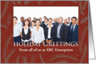 Happiest Holidays from Business- Pine Frame- Custom Photo card
