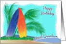 Surfboards and Beach Scene Great Grandson Birthday card