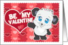 Be My Valentine with Cute Panda and Hearts card