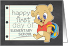 Happy First Day of Elementary School with Cute Bear with Backpack card