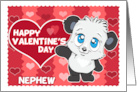 Happy Valentines Day Nephew Cute Panda and Hearts card