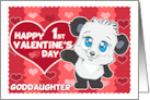 Happy 1st Valentines Day to Goddaughter Cute Panda and Hearts card