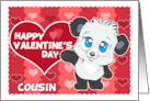 Happy Valentines Day to Cousin Cute Panda and Hearts card