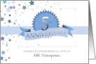 5th Business Employee Anniversary Custom Text Ribbon Award Stars card