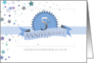 5th Business Employee Anniversary Ribbon Award Stars card