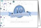 10th Business Anniversary Ribbon Award Stars card