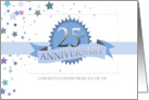 25th Business Anniversary 25 years Ribbon Award Stars card