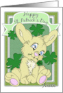 Happy St. Patrick’s Day Niece with Cute Bunny and four leaf clover card