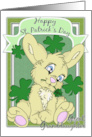 Happy St. Patrick’s Day Great Granddaughter with Cute Bunny and Clover card