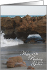 40th Birthday to my Godson with Beach Waves and Rocks card