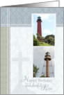 Happy Birthday to a wonderful Pastor with Two Lighthouses card