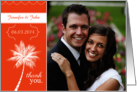 Thank You for Wedding Gift Orange with Palm Tree Custom Photo card