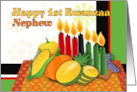 Happy 1st Kwanzaa to Nephew with Kinara Candle Holder Mat and Crops card