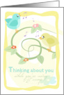 Thinking about you away at Summer Camp with Singing birdies card