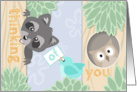 Thinking about you away at Summer Camp with Woodland Creatures card