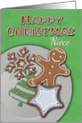 Happy Christmas Niece with Gingerbread Cookies Plate card