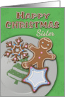 Happy Christmas to Sister with Gingerbread Cookies Plate card