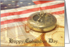 Columbus Day- World Map, Ship, Compass, American Flag Collage card