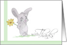 Cute Bunny with Flower Thank You Card